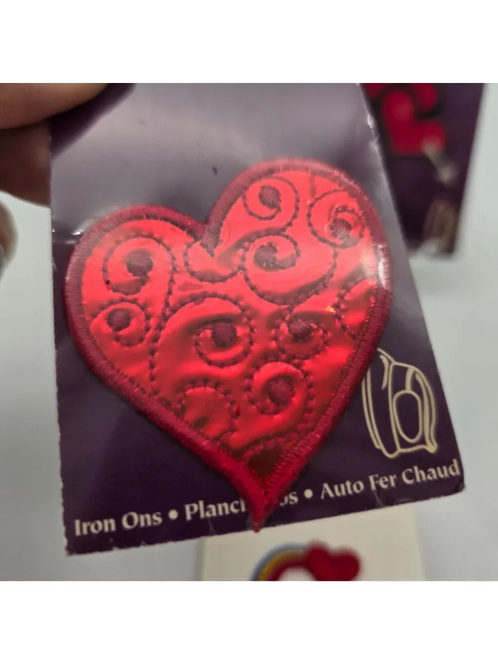 Heart & Rainbow Iron-On Appliques Wrights Sew Perfect Embroidered Red Multicolor